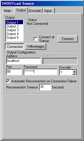 SHOUTcast Source -> Output